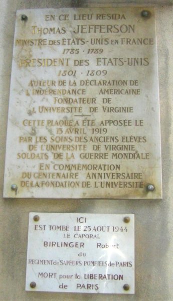 Jefferson's Residence in Paris.